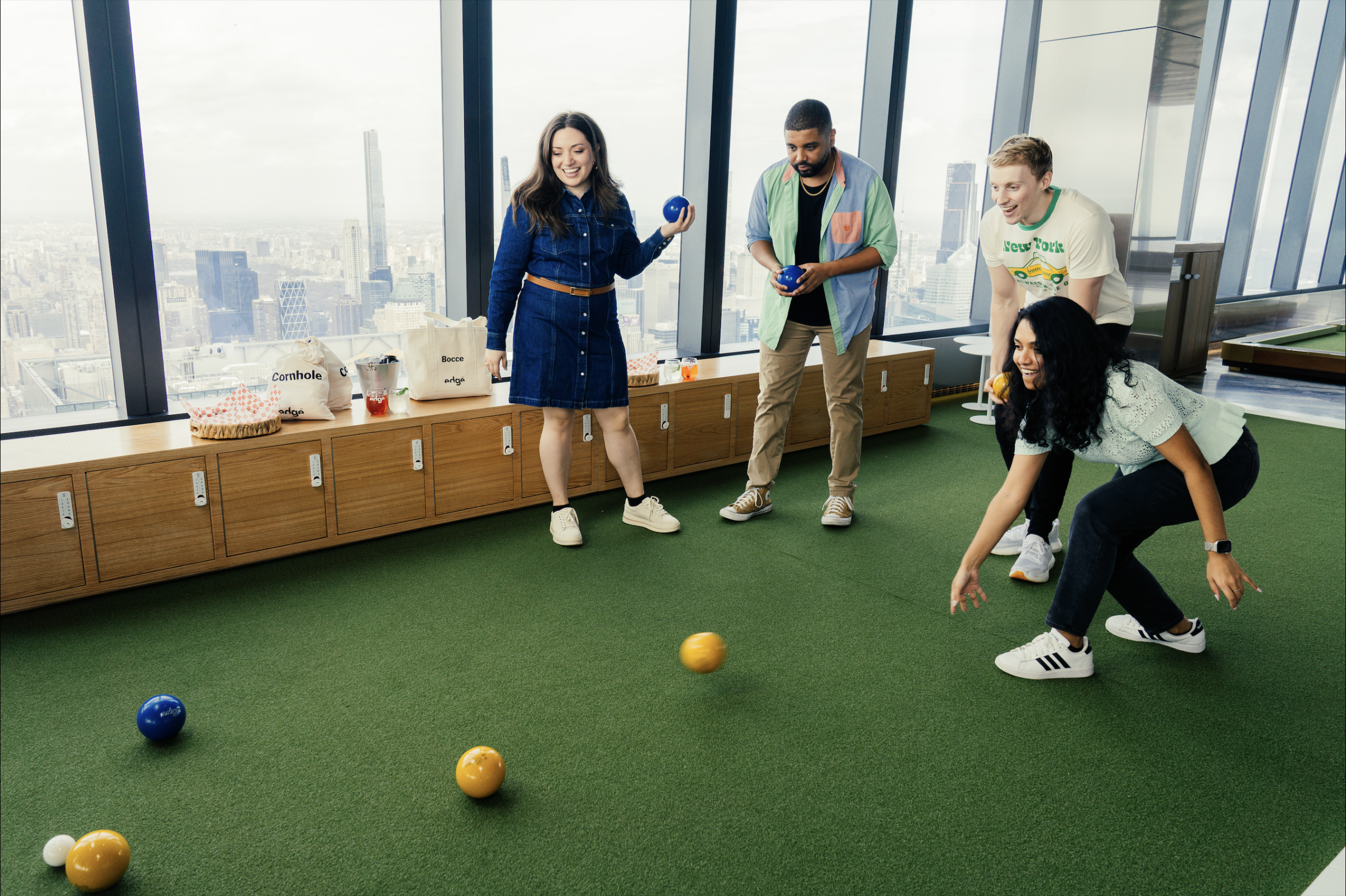 Group Playing Lawn Games at Edge